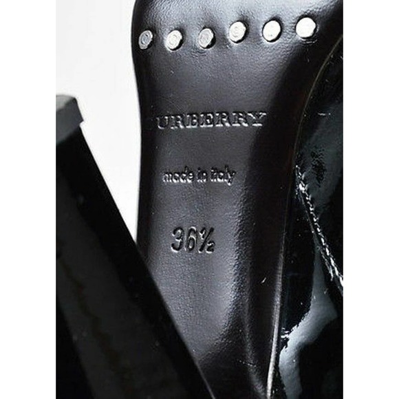 H5 NEW BURBERRY Black Patent Leather Side Zip Hi Heel Cap Toe Boots Sz 36.5 $695 - Picture 6 of 6